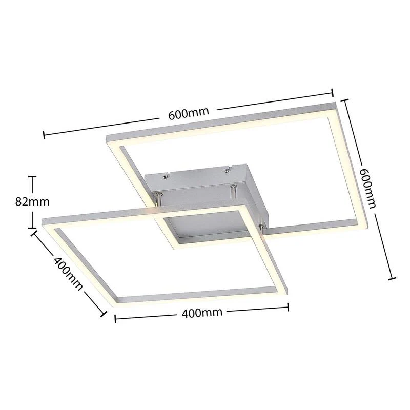 B-Ware Lucande Muir LED-Deckenlampe Deckenlampe Lampe Leuchte 32 Watt warmweiß silber