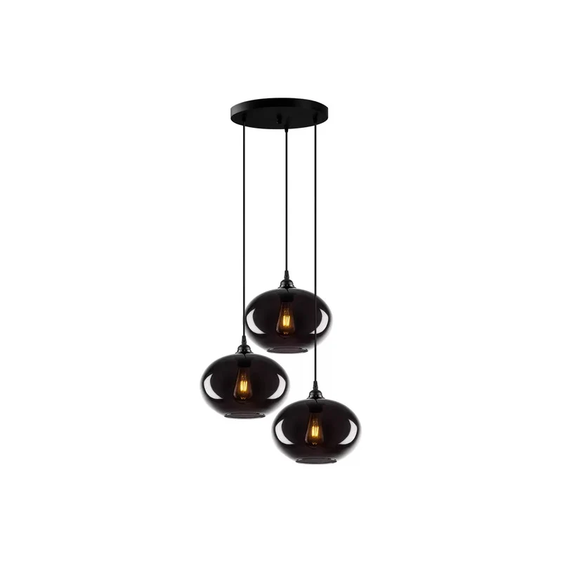 B-Ware Hängelampe Smoked 051 3-flammig Rondell Glas Ø27cm Hängeleuchte Lampe Spot E27