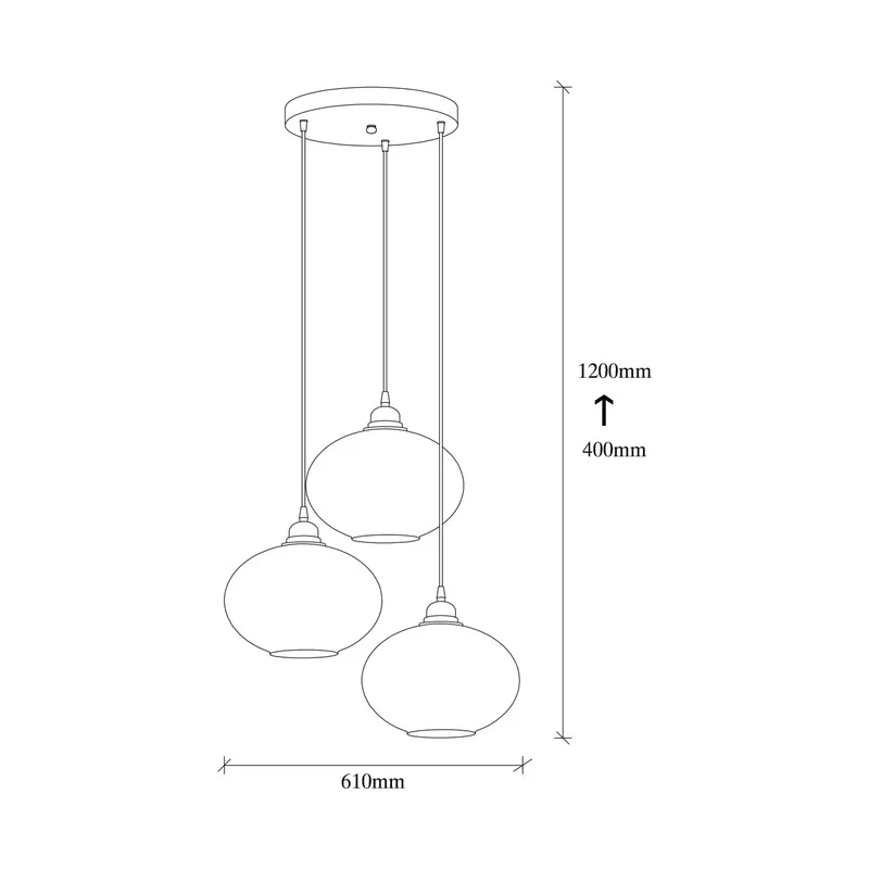 B-Ware Hängelampe Smoked 051 3-flammig Rondell Glas Ø27cm Hängeleuchte Lampe Spot E27