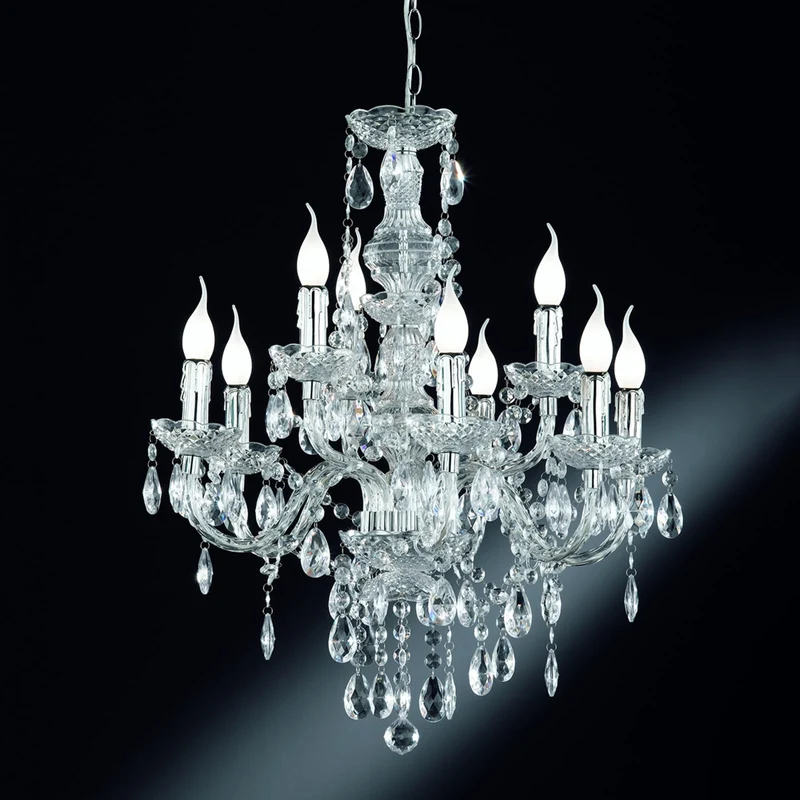 B-Ware Reality Kronleuchter Pendelleuchte Perdita Chrom 9-flammig E14 LED Acryl Metall