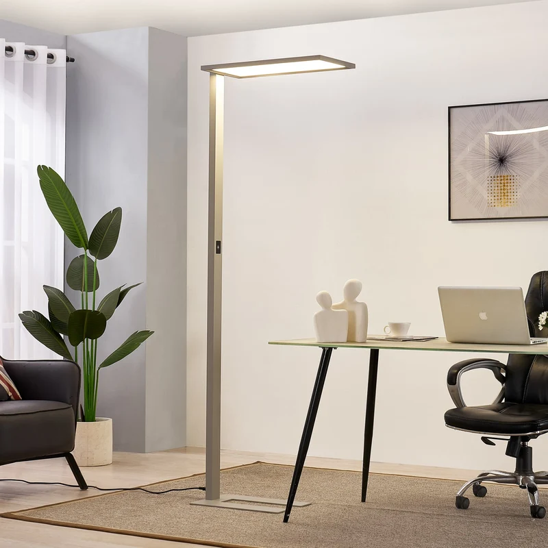 B-Ware Prios LED-Stehleuchte Standlampe Taronis 195 cm Touchdimmer Universalweiß Silber