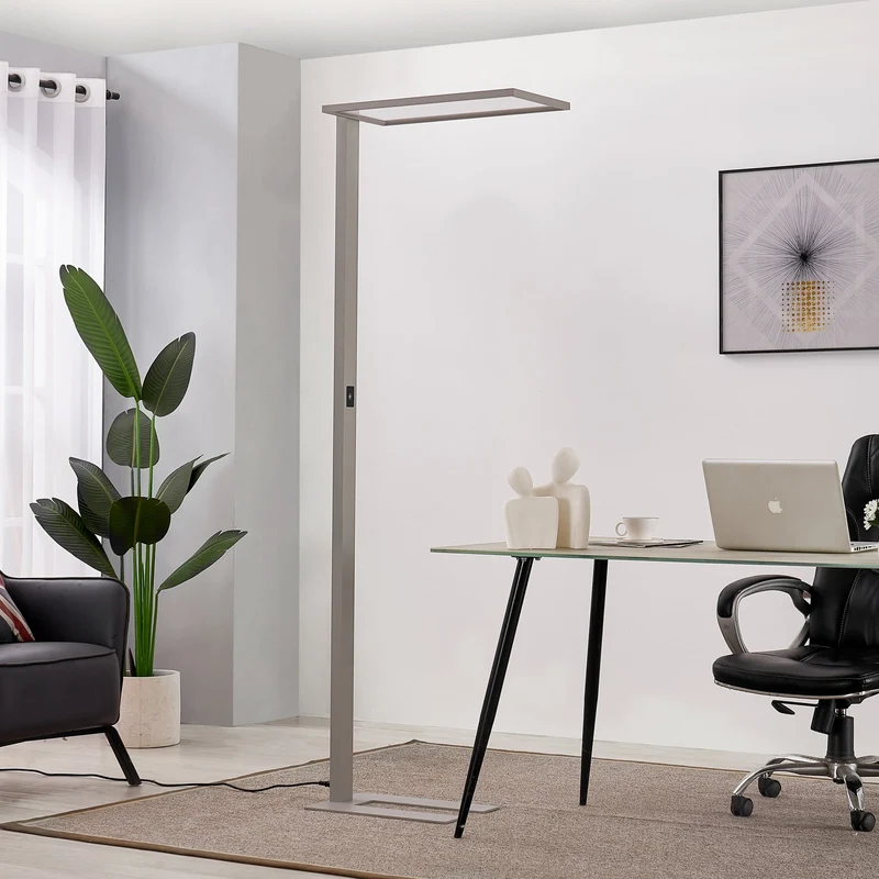 B-Ware Prios LED-Stehleuchte Standlampe Taronis 195 cm Touchdimmer Universalweiß Silber