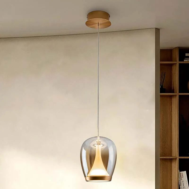 B-Ware Schuller Valencia Pendelleuchte Hängeleuchte LED Glas gold amber Aluminium362