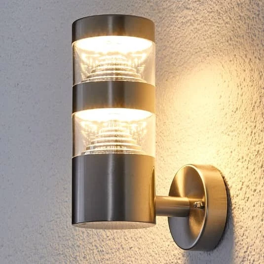 B-Ware Lindby LED-Edelstahl-Außenwandleuchte Lanea Wandleuchte Lampe Leuchte gerade 8W