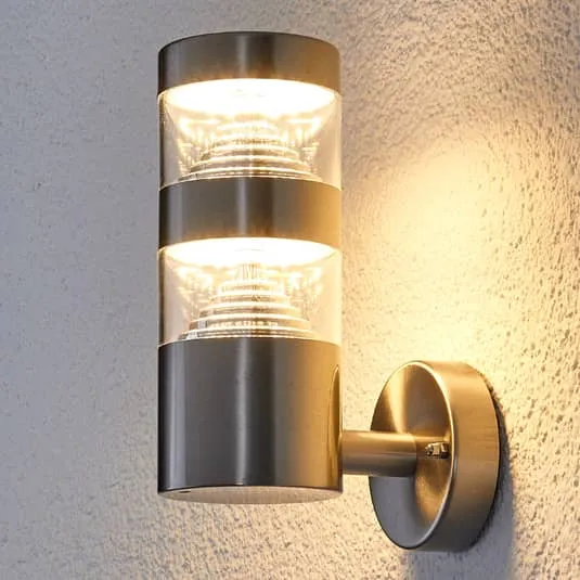 B-Ware Lindby LED-Edelstahl-Außenwandleuchte Lanea Wandleuchte Lampe Leuchte gerade 8W