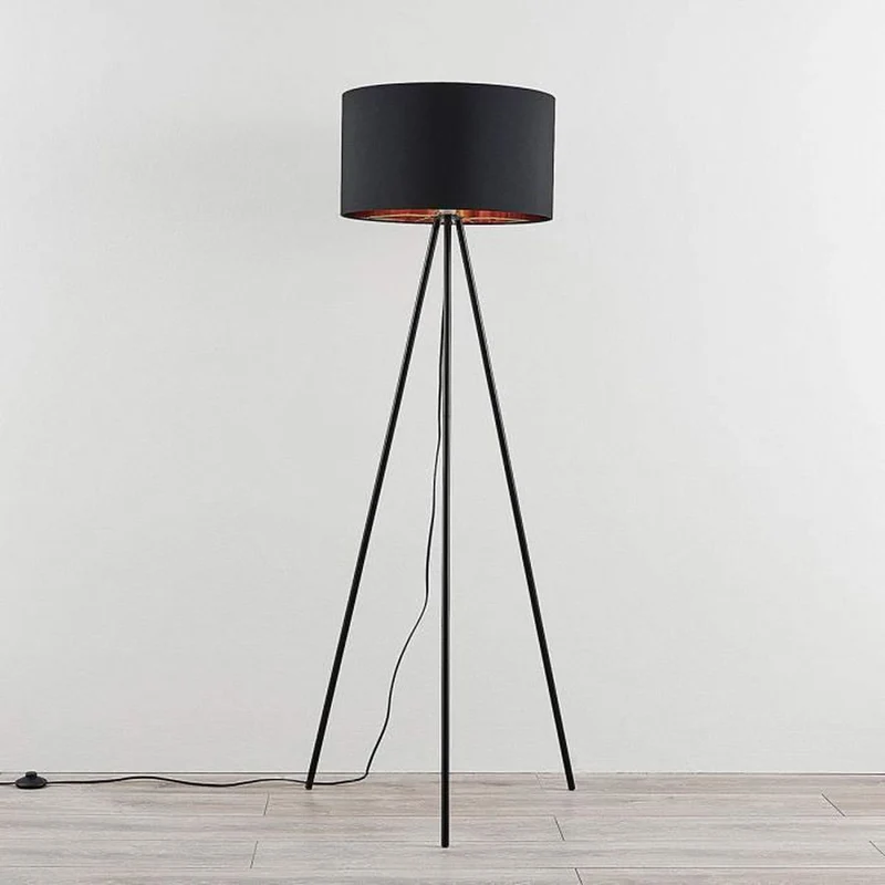 B-Ware Lampenwelt Dreibeinige Textil-Stehleuchte Folke Stehlampe Lampe Leuchte schwarz