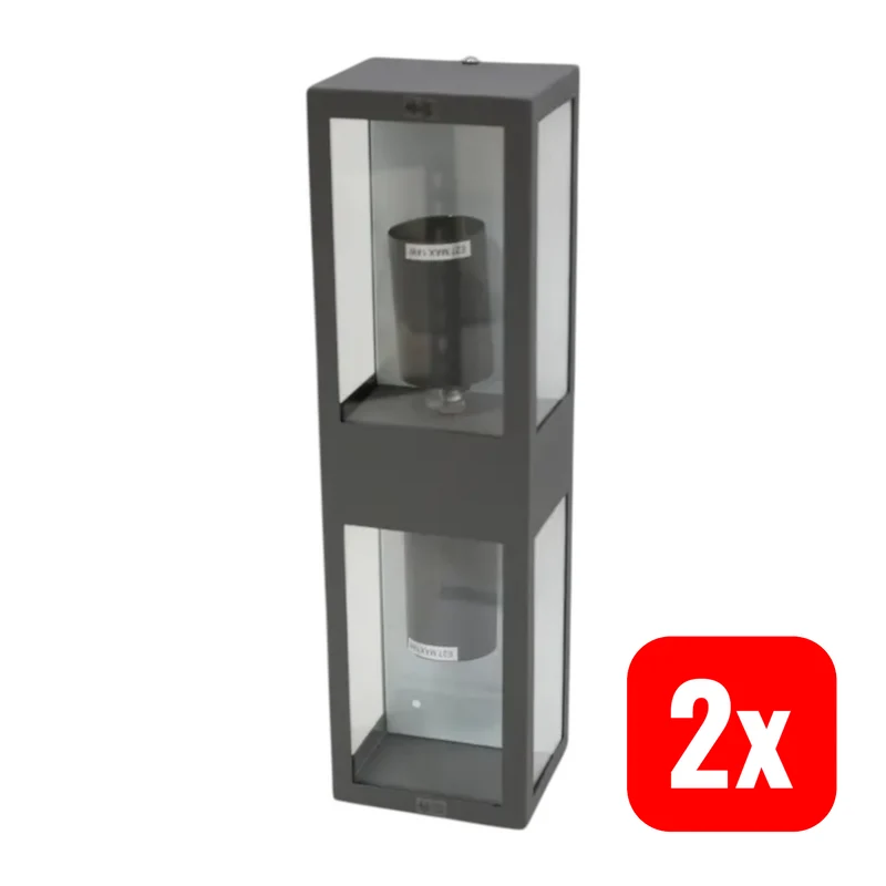 2x B-Ware Lindby Außenwandleuchte Wandleuchte Firmin Dunkelgrau IP44 Lampe E27 LED 2 STÜCK