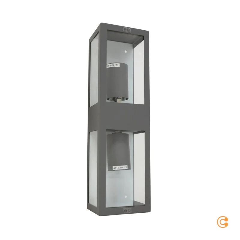2x B-Ware Lindby Außenwandleuchte Wandleuchte Firmin Dunkelgrau IP44 Lampe E27 LED 2 STÜCK