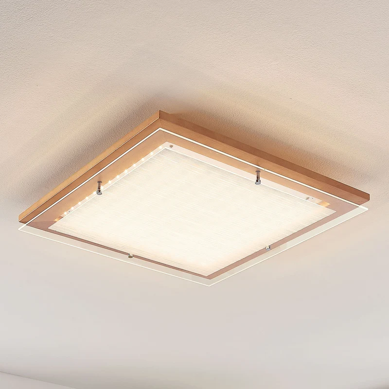B-Ware Lampenwelt Holz-LED-Deckenlampe Cattleya 52 cm Deckenlampe Lampe Leuchte 26W
