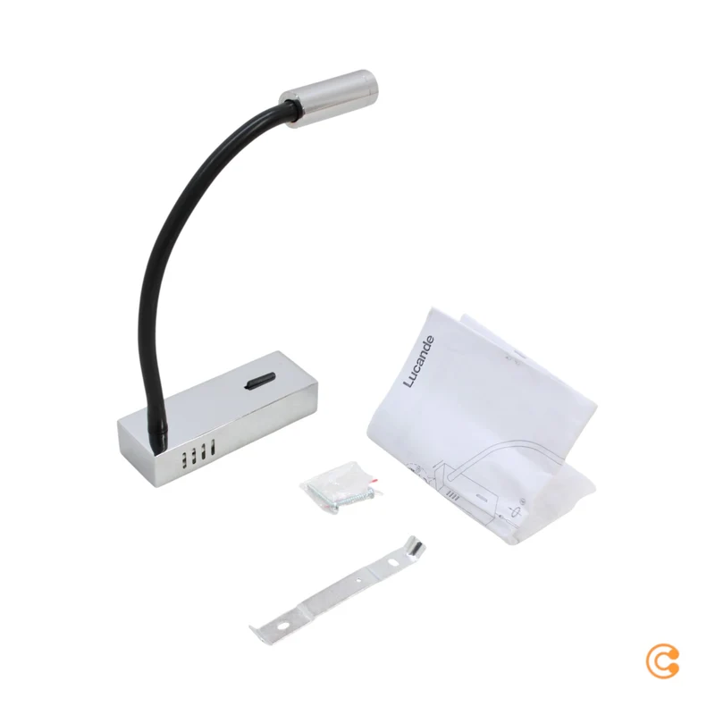 B-Ware Lucande Wandleuchte Leselampe Bernardo LED Flexarm Silber Schwarz Leuchte Lampe