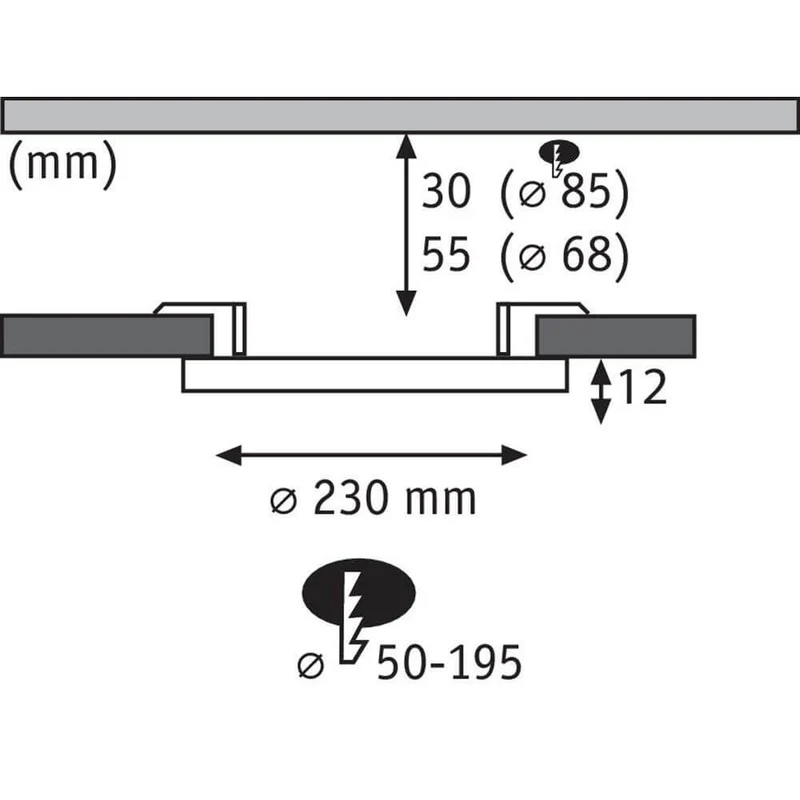VariFit LED Einbaupanel Areo in 3-Stufen-Dimmer Ø 23cm Weiß