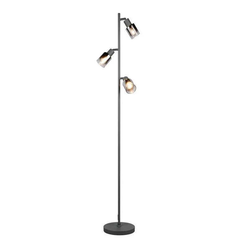 B-Ware Reality Stehleuchte Stehlampe Cadiz schwarz rauchgrau Metall Glas Schalter Kabel