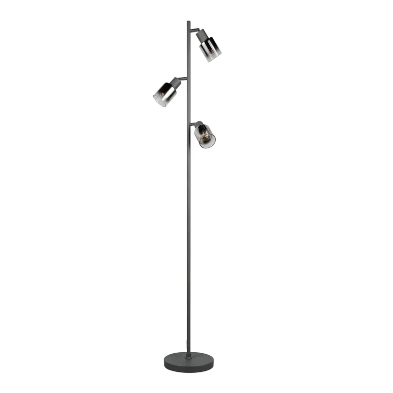 B-Ware Reality Stehleuchte Stehlampe Cadiz schwarz rauchgrau Metall Glas Schalter Kabel