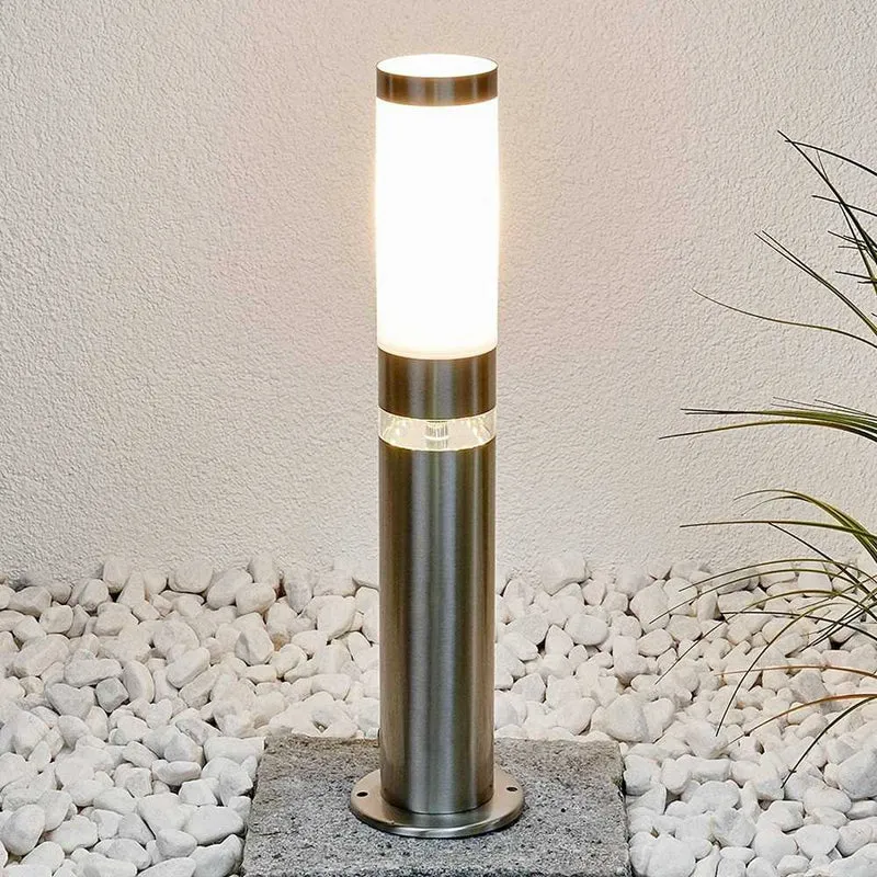 B-Ware Lindby Sockelleuchte Außenleuchte Binka Gartenlampe E27 LED Edelstahl 50 cm IP44