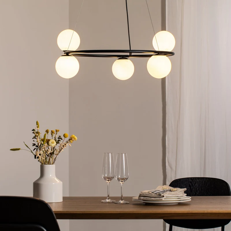 B-Ware Hängeleuchte Gama Pendelleuchte schwarz Leuchte Lampe Glas G9 LED 5-flammig 68cm