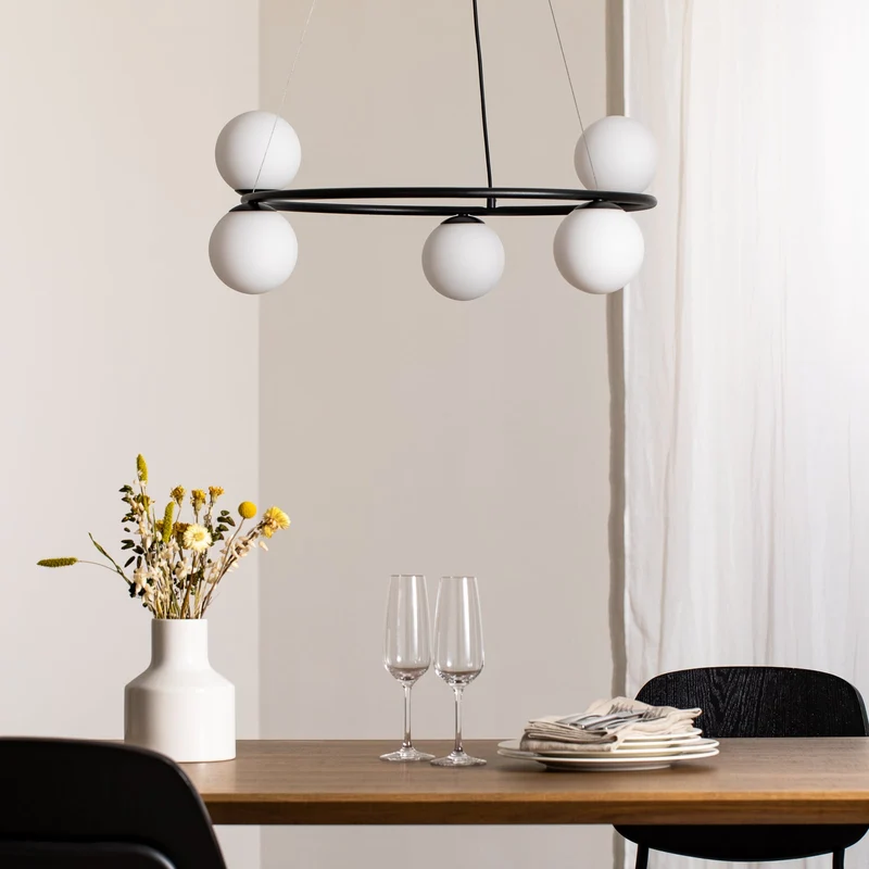 B-Ware Hängeleuchte Gama Pendelleuchte schwarz Leuchte Lampe Glas G9 LED 5-flammig 68cm