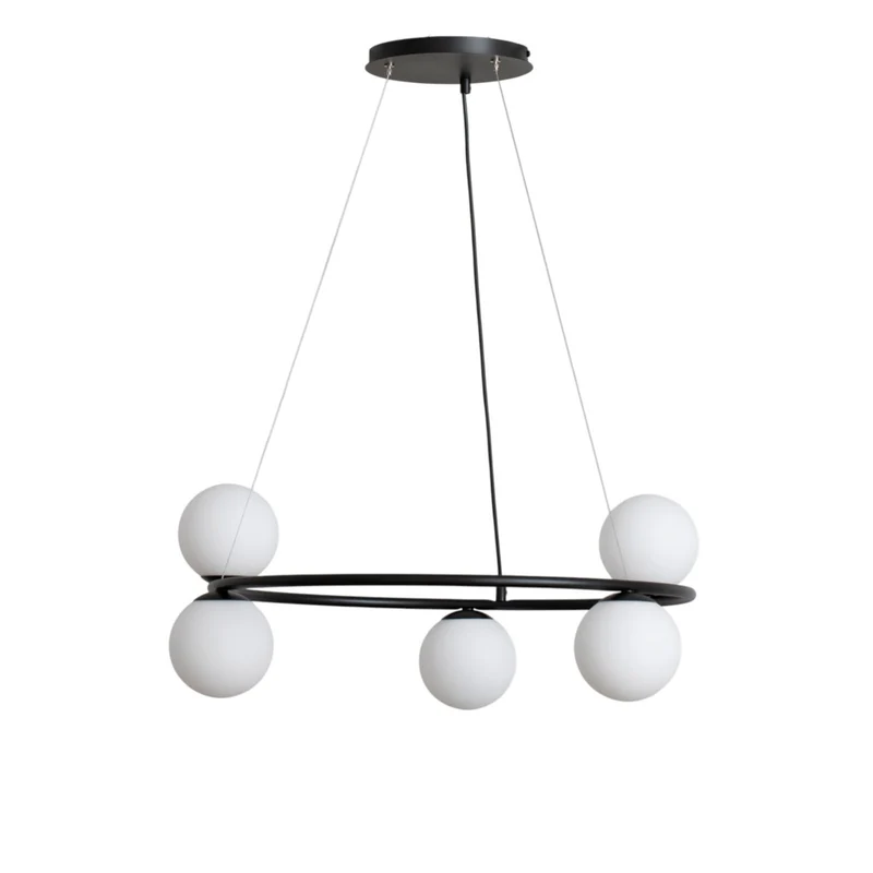 B-Ware Hängeleuchte Gama Pendelleuchte schwarz Leuchte Lampe Glas G9 LED 5-flammig 68cm