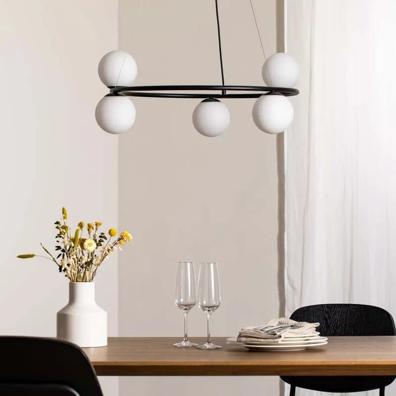 B-Ware Hängeleuchte Gama Pendelleuchte schwarz Leuchte Lampe Glas G9 LED 5-flammig 68cm