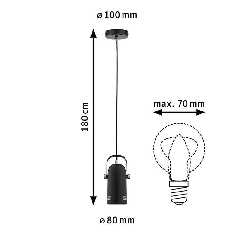 Neordic Pendelleuchte Lavea Schwarz Dimmbar Metall