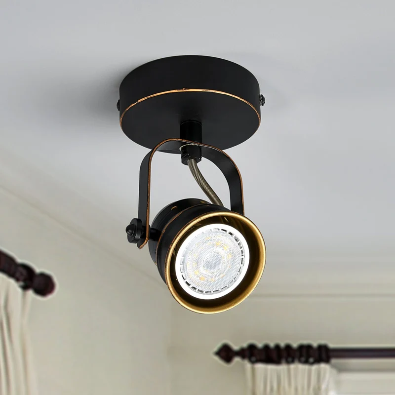 2x B-Ware Lindby Wandstrahler Spot Leonor schwarz Metall Wandlampe 9,5 cm GU10 LED 2 STÜCK