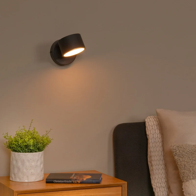 B-Ware Lucide Wandleuchte Wandlampe Gian LED schwarz Metall Touchdimmer 2700 K Ra90