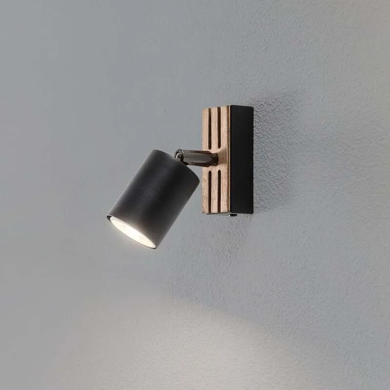 B-Ware envostar Wandstrahler Wandleuchte Tino schwarz matt Holz Leuchte Wohnzimmer Flur