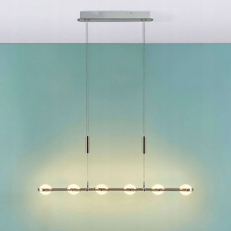 B-Ware Lucande Balkenpendelleuchte Catriona Pendelleuchte Hängelampe Lampe nickel 6-flg