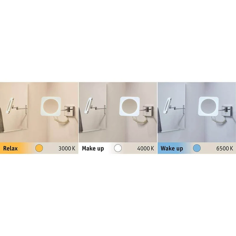 LED HomeSpa Kosmetikspiegel Jora Dim-to-Warm Chrom, Weiß