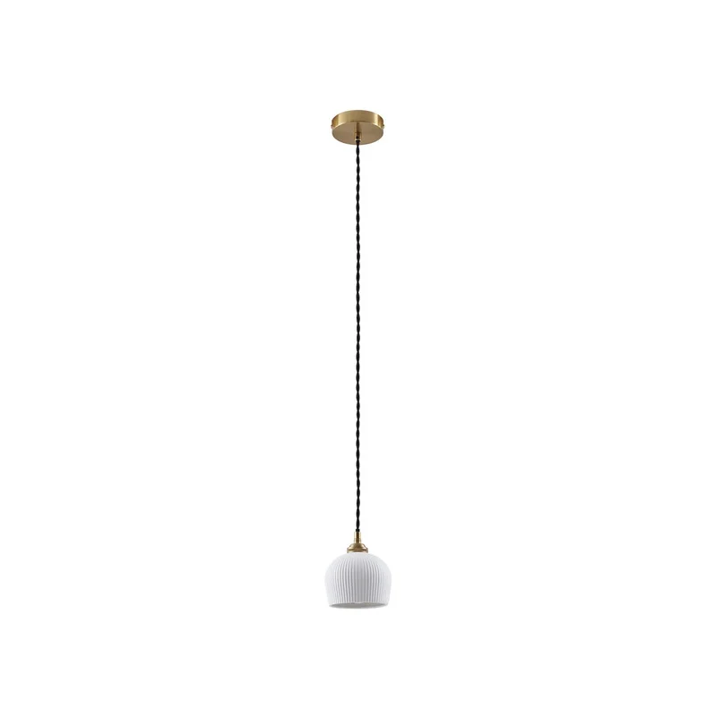 B-Ware Lindby Hängeleuchte Pendelleuchte Nolane Keramik Lampe weiß Messing