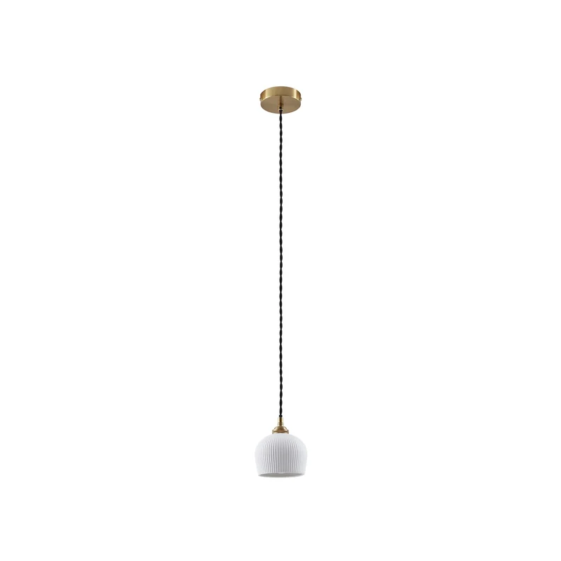 B-Ware Lindby Hängeleuchte Pendelleuchte Nolane Keramik Lampe weiß Messing