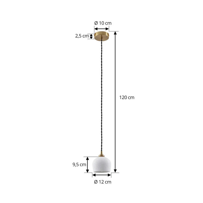 B-Ware Lindby Hängeleuchte Pendelleuchte Nolane Keramik Lampe weiß Messing