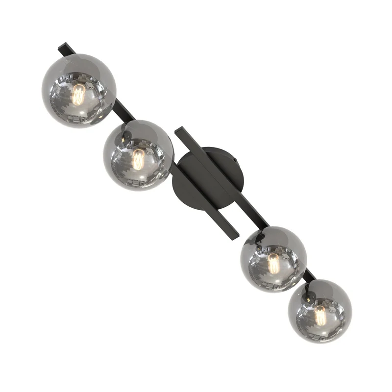 B-Ware Kairo Deckenleuchte Lampe schwarz rauchgrau Metall Glas dimmbar vierflammig