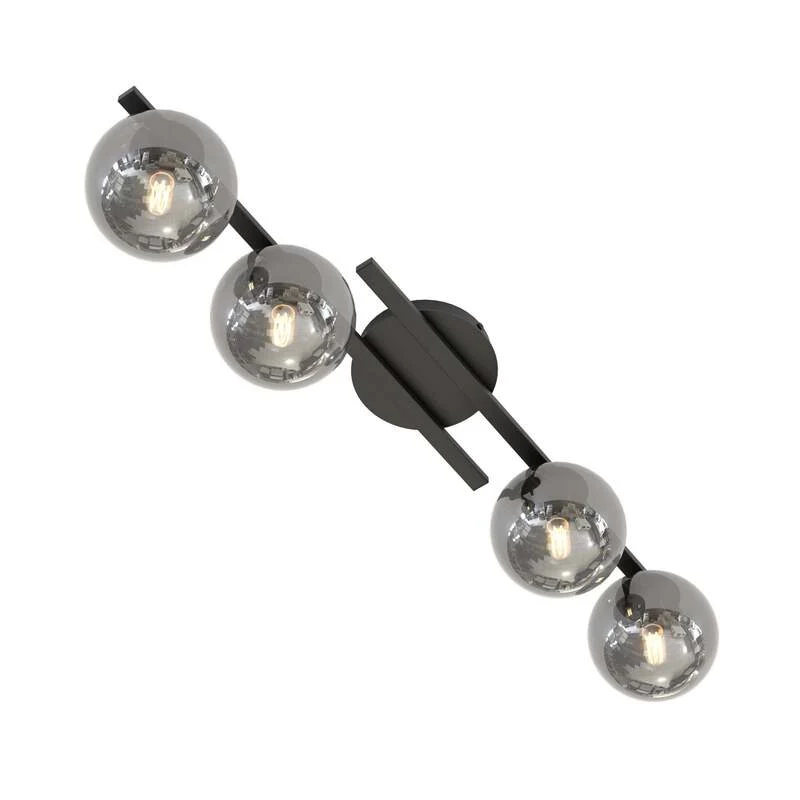 B-Ware Kairo Deckenleuchte Lampe schwarz rauchgrau Metall Glas dimmbar vierflammig