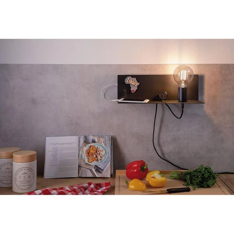 Wandleuchte Devara USB Schwarz