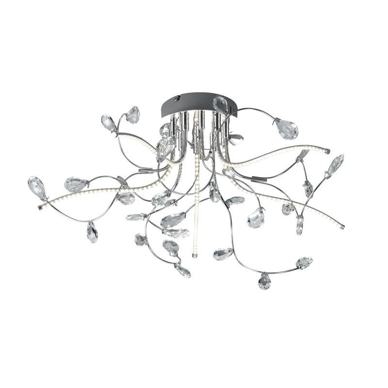 B-Ware HELL Deckenleuchte Lampe Crystal LED Deckenlampe Kristall Chrom 54 cm Warmweiß