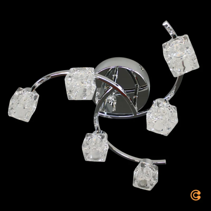 B-Ware LED Deckenleuchte Lampe Yaro Kristallleuchte Wohnzimmer Chrom dimmbar 6-flammig