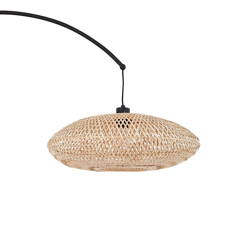 B-Ware Lindby Bogenleuchte Solvian schwarz/natur Bambus Metall Lampe Leuchte Spot