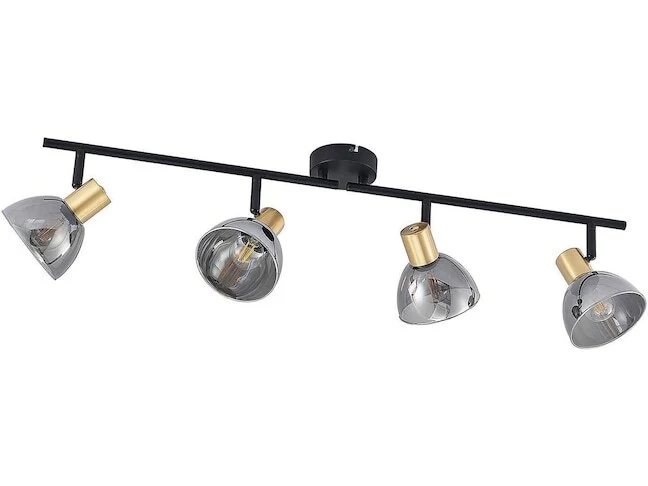 B-Ware Lindby Aniol Deckenstrahler vierflammig Glas grau schwarz Deckenlampe Lampe E14