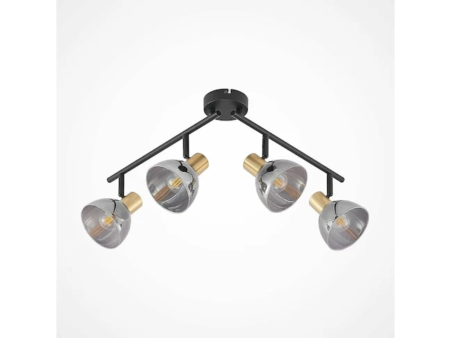 B-Ware Lindby Aniol Deckenstrahler vierflammig Glas grau schwarz Deckenlampe Lampe E14