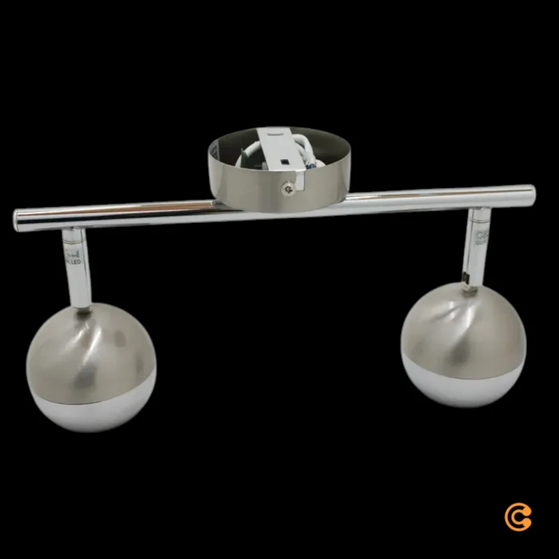B-Ware Arvin Deckenstrahler Spot LED Strahler Leuchte zweiflammig Nickel Silber