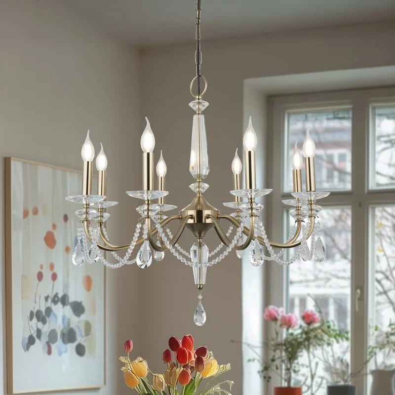 B-Ware Kronleuchter Lampe Leuchte Adone rund Messing Kristallglas Beleuchtung 8-flammig