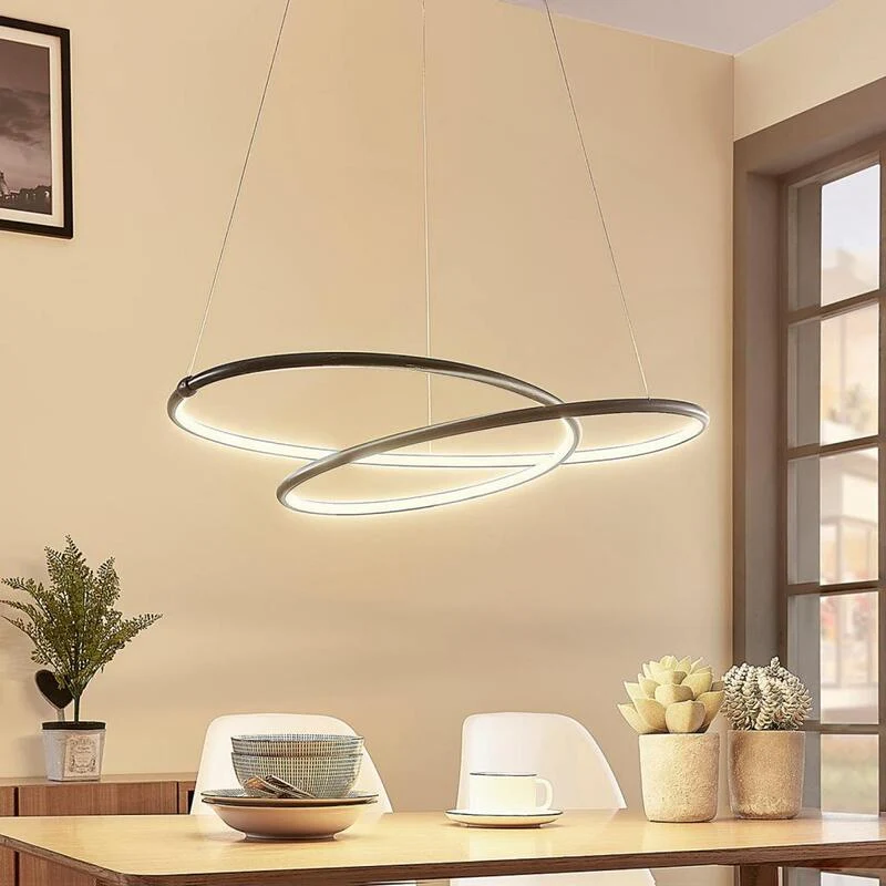 B-Ware Lucande LED-Pendelleuchte Mirasu spiralförmig Lampe Leuchte Hängeleuchte schwarz