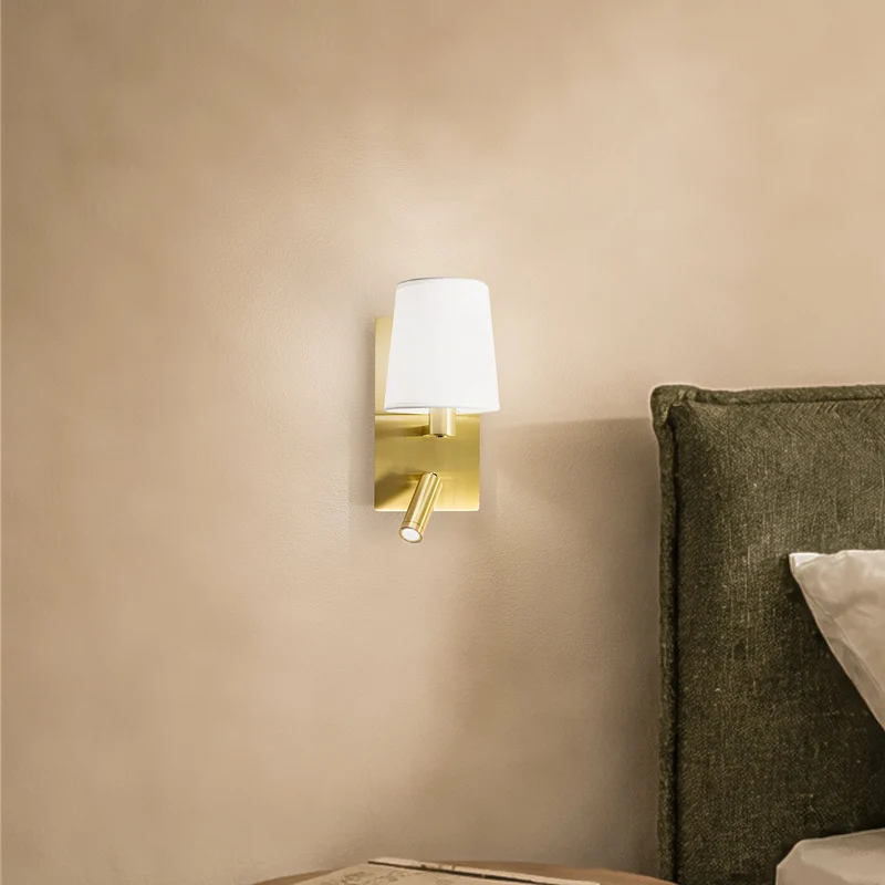 B-Ware Lindby Wandleuchte Wandlampe LED Leselicht weiß messing Beleuchtung Stoff Met339