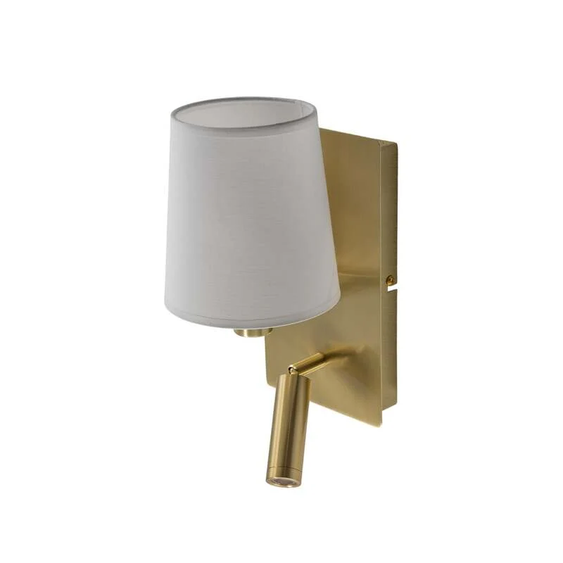 B-Ware Lindby Wandleuchte Wandlampe LED Leselicht weiß messing Beleuchtung Stoff Met339