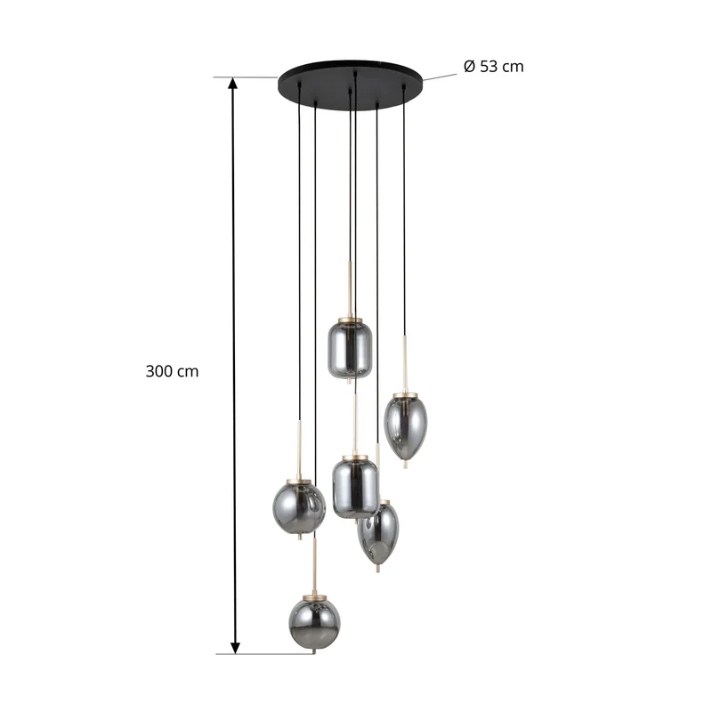 B-Ware Lucande Hängeleuchte Pendelleuchte Elani Glas schwarz gold E14 LED 6-flammig