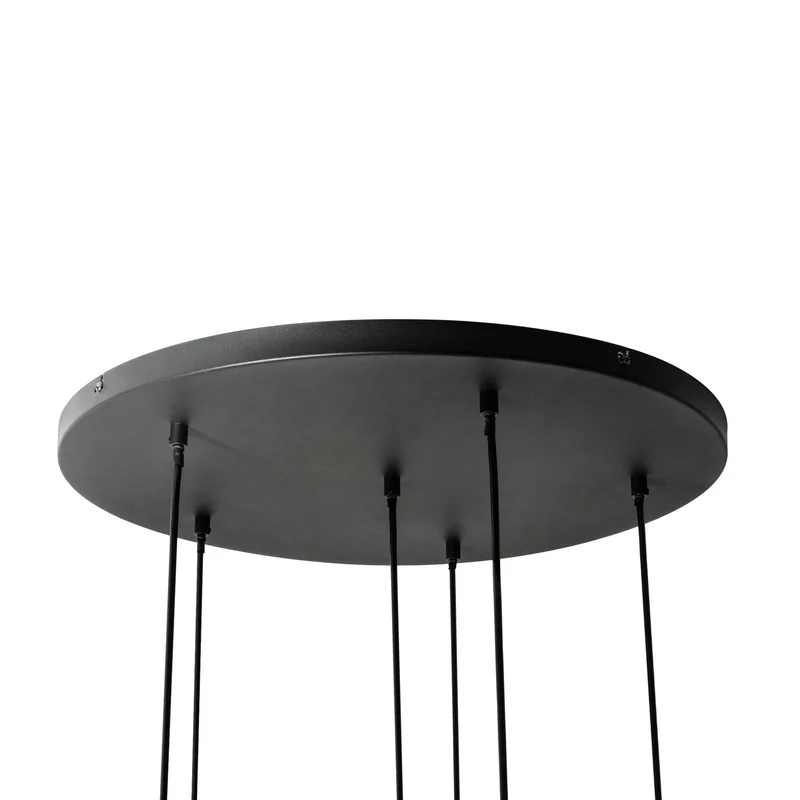 B-Ware Lucande Hängeleuchte Pendelleuchte Elani Glas schwarz gold E14 LED 6-flammig