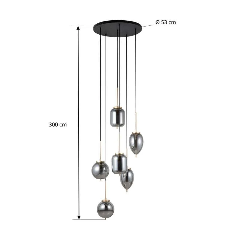 B-Ware Lucande Hängeleuchte Pendelleuchte Elani Glas schwarz gold E14 LED 6-flammig