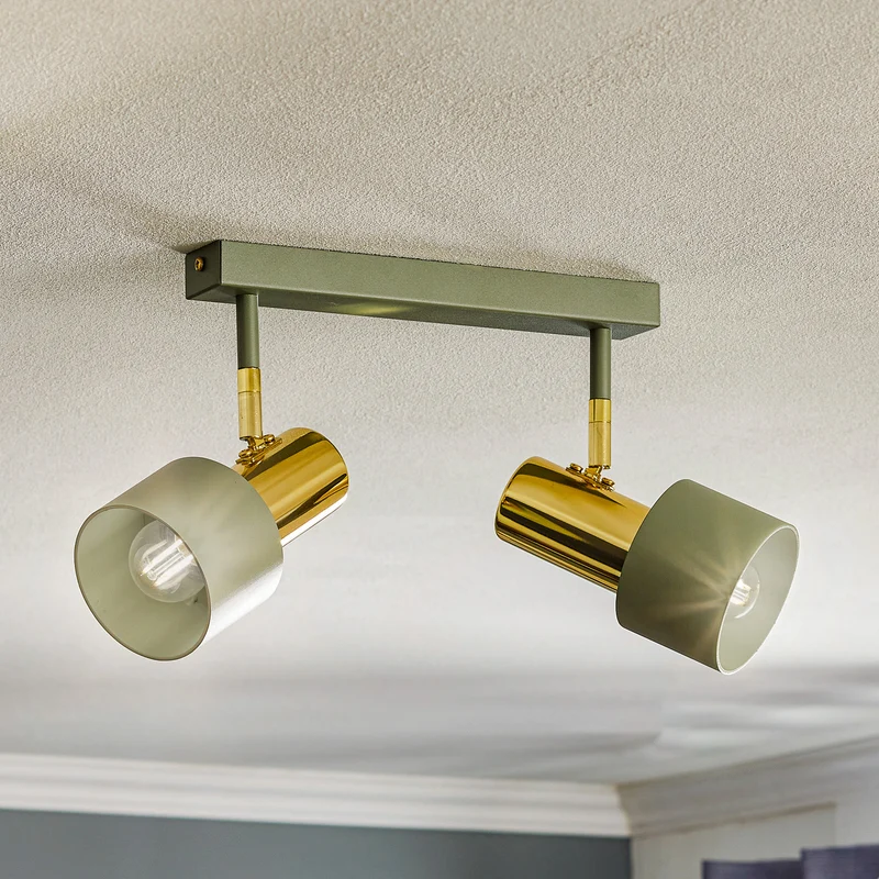 B-Ware Euluna Deckenstrahler Deckenlampe Lampe Leuchte Destin zweiflammig grün/mess218