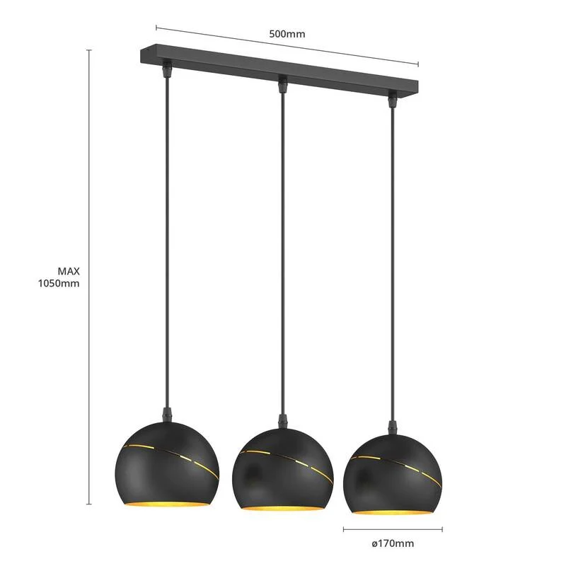 B-Ware Euluna Hängeleuchte Yoda Pendelleuchte Deckenlampe Leuchte dreiflammig linear