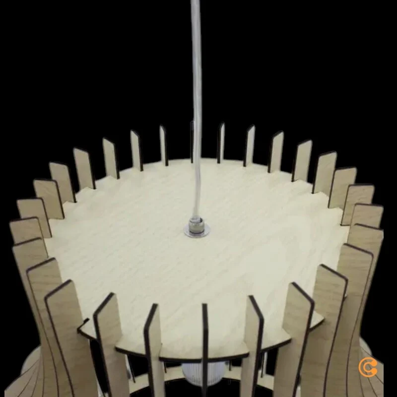 B-Ware Pendelleuchte Hängeleuchte Holzlampe Ellys Holz Natur Lampenschirm Holzlamellen